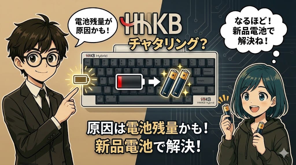 HHKBのチャタリングは電池切れが原因。新品電池で改善する。