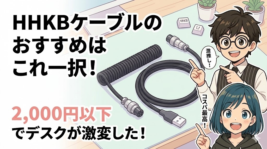 HHKBケーブルのおすすめはこれ一択！2,000円以下でデスクが激変した！