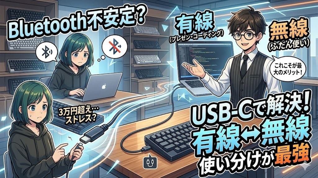 HHKB HYBRIDの最強使い分け！有線と無線のメリットを解説。