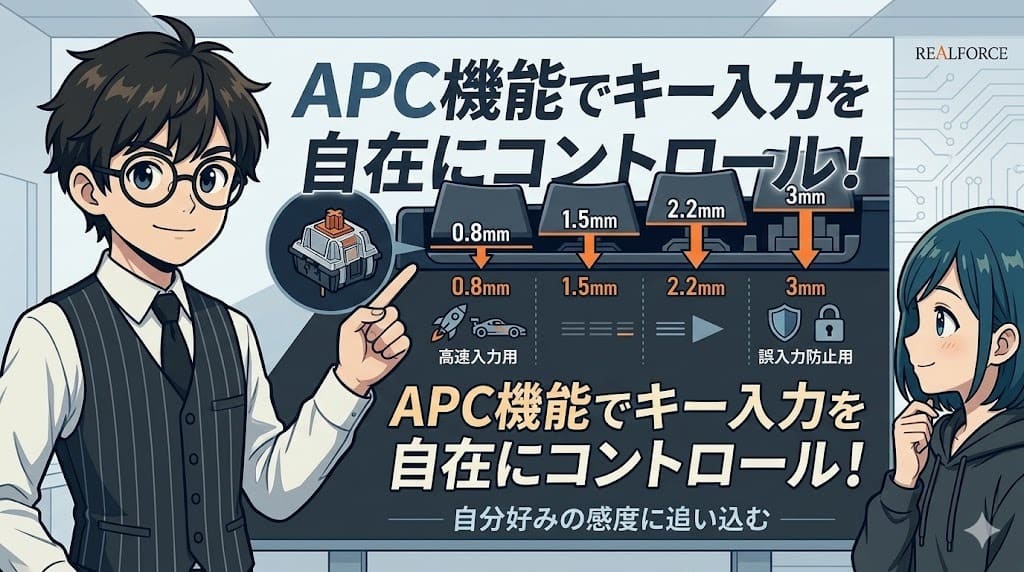 APC機能でタイピング体験を最適化する解説イラスト